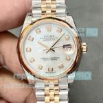 Swiss replica Rolex Datejust 31mm Mid-size watch Half Rose Gold White MOP Dial 